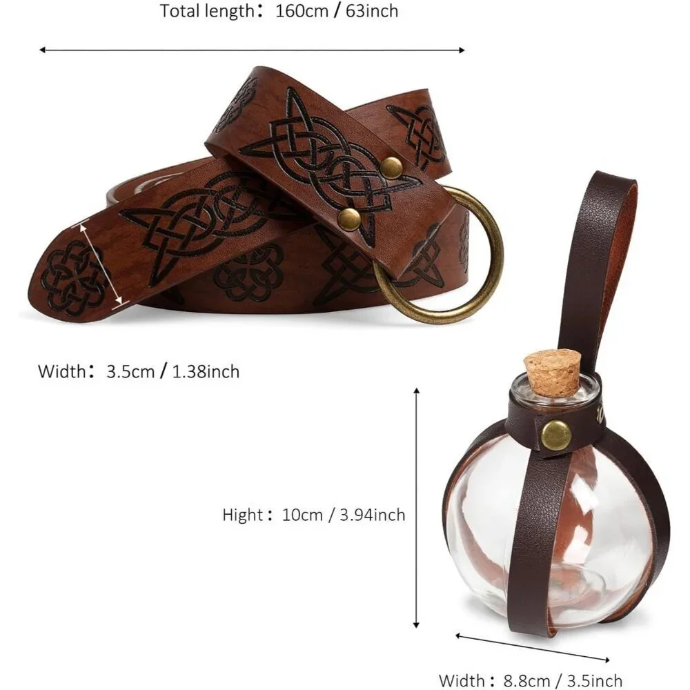 Medieval Renaissance Belt Pouch Cork Potion Bottle Costume Accessory Set